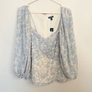 Express Large Floral Square Neck Blouse Coquette Cottagecore